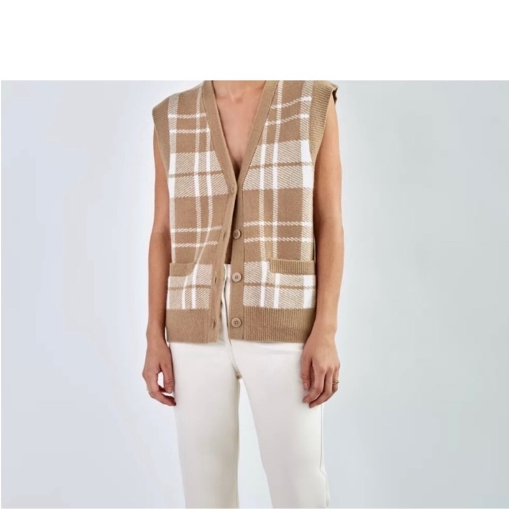 Wilfred WOMENS Beige and Cream Knit Cardigan vest small
